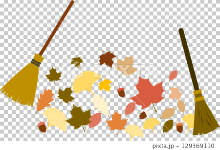 Illustration of fallen leaves in autumn 129369110