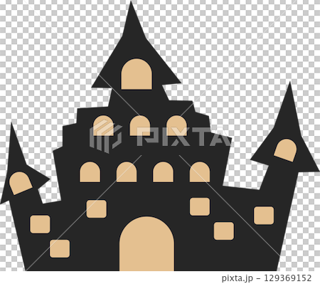Castle illustration (night, Halloween) 129369152