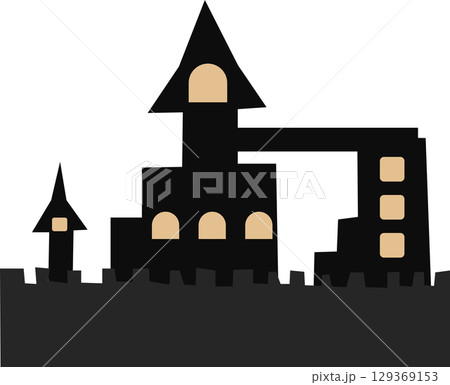 お城のイラスト(夜・ハロウィン)	 129369153