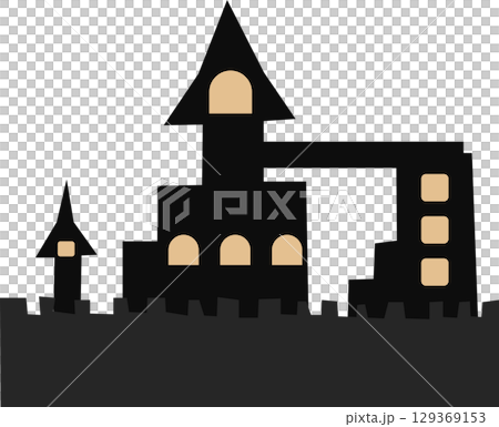 お城のイラスト(夜・ハロウィン)	 129369153