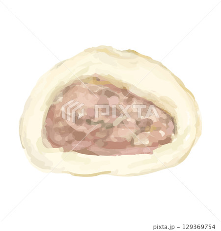 肉まん、豚まんの断面イラスト 129369754