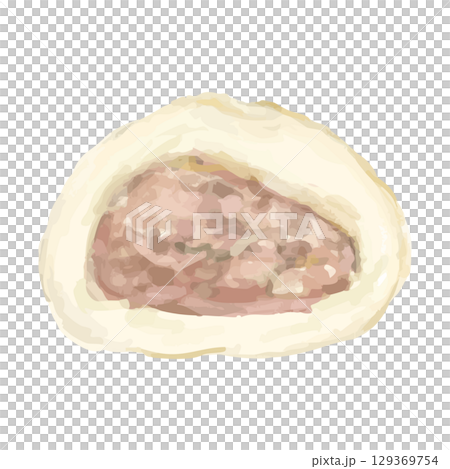 肉まん、豚まんの断面イラスト 129369754