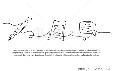 Continuous line design of write a message. Single line decorative element drawn on white. 129369908
