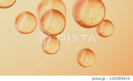 Amber-toned floating spheres. Bright modern background 129369919