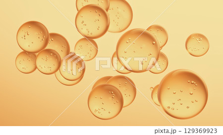 Warm glowing bubbles on soft peach background. Science-inspired template Warm glowing bubbles on soft peach background. Science-inspired template 129369923
