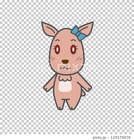 鹿插圖（雌性，普通風景） 129370076