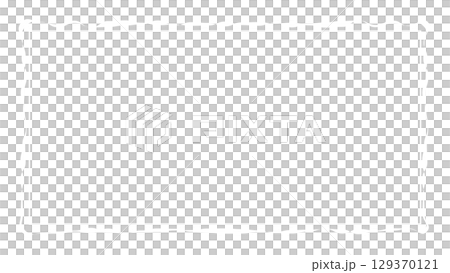 シンプルな手書き風フレーム枠　白色線　ベクター　透過png透明 129370121