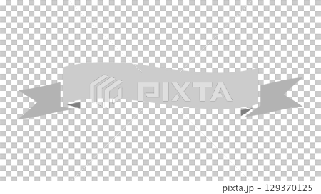 波型シンプルなリボン見出しタイトルのフレーム枠素材　灰色　ベクター　透過png透明 129370125