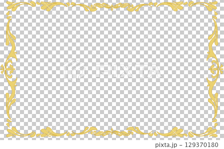 金色手繪裝飾框架。水平。 129370180