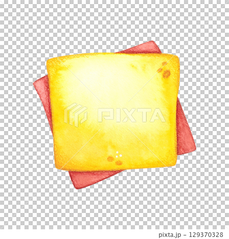 Colored square note papers, stickers. Watercolor hand-drawn illustration, cartoon. Design for stickers, posters, card blanks, scrapbooking, journaling. School, study, knowledge 129370328