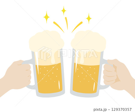 祝杯の生ビール ジョッキビールの乾杯イラスト 祝杯の生ビール ジョッキビールの乾杯イラスト 129370357