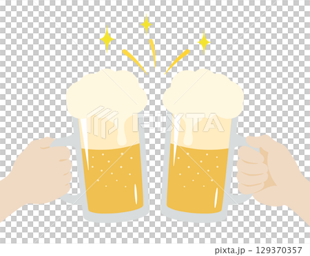祝杯の生ビール ジョッキビールの乾杯イラスト 祝杯の生ビール ジョッキビールの乾杯イラスト 129370357