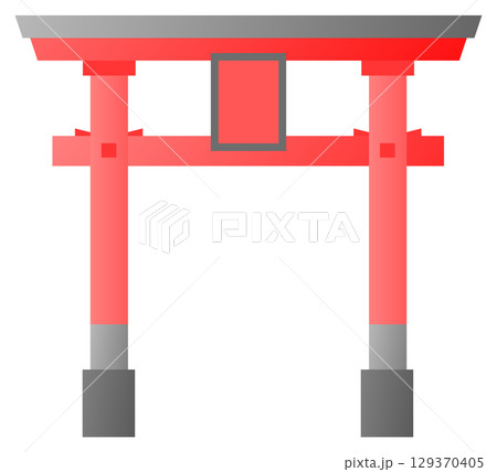 観光地で日本の神社にある魔除けにもなる鳥居イラスト 129370405