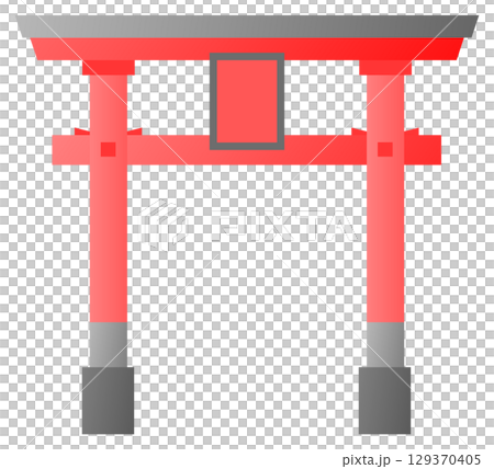 観光地で日本の神社にある魔除けにもなる鳥居イラスト 129370405