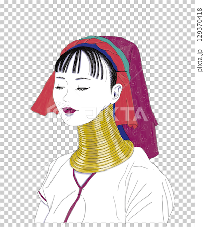 微笑的長頸女人 129370418