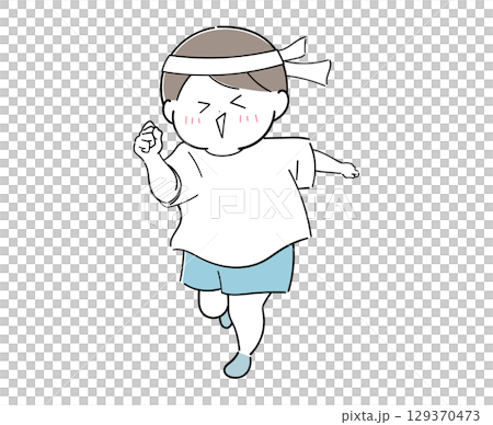 楽しそうに走る男の子 129370473