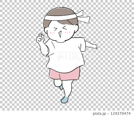 楽しそうに走る男の子(ピンク) 楽しそうに走る男の子(ピンク) 129370474