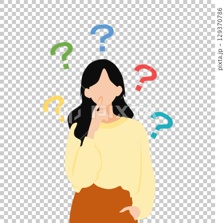 Illustration of a woman thinking Illustration of a woman thinking 129370786