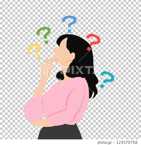 Illustration of a woman thinking Illustration of a woman thinking 129370788