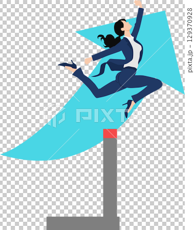 Illustration of a businesswoman jumping over a hurdle 129370928
