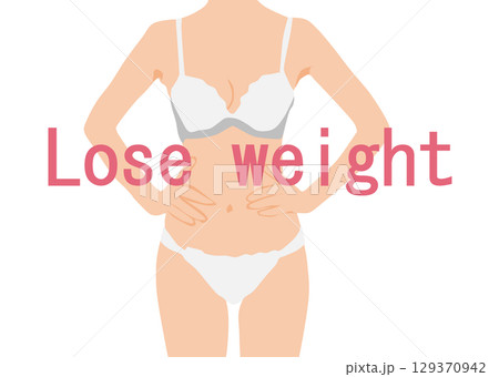 ダイエットする女性のイラスト ダイエットする女性のイラスト 129370942