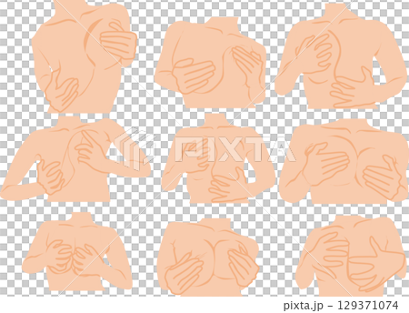 Bust-up graphic illustration set Bust-up graphic illustration set 129371074