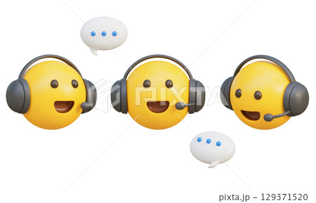 counselor wearing a talking headset emoji 3D graphic 129371520