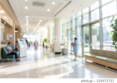 Bright and Spacious Medical Reception Area with Modern Design and Natural Light 129371731