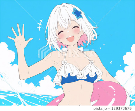 海にいる水着の女の子 海にいる水着の女の子 129373679