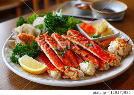 北海道の豪華なズワイガニ料理 129373986