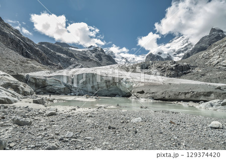 A glacier of the Swiss Alps in retreat A glacier of the Swiss Alps in retreat 129374420