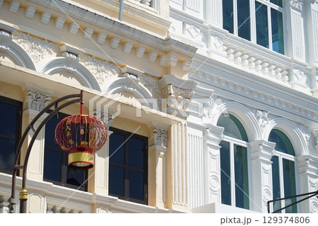 Detailed view of windows, doors and balconies of city buildings Detailed view of windows, doors and balconies of city buildings 129374806