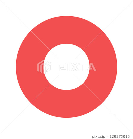 シンプルな録音・録画・撮影ボタンのアイコン - 赤と白い丸のRECマークのミニマルなUI素材 129375016