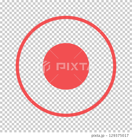 シンプルな赤い録音・録画・撮影ボタンの線画アイコン - ミニマルな丸いRECマークのUI素材 シンプルな赤い録音・録画・撮影ボタンの線画アイコン - ミニマルな丸いRECマークのUI素材 129375017