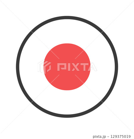シンプルな録音・録画・撮影ボタンの線画アイコン - 黒と赤い丸のおしゃれなRECマークのUI素材 129375019