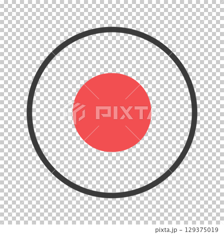 シンプルな録音・録画・撮影ボタンの線画アイコン - 黒と赤い丸のおしゃれなRECマークのUI素材 129375019
