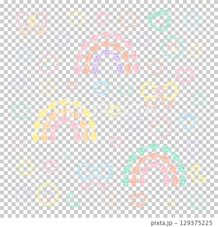 魚を描いたランダムなモチーフのパターン – 背景なし 129375225