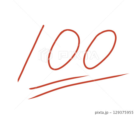 手書きの採点100点満点文字 手書きの採点100点満点文字 129375955