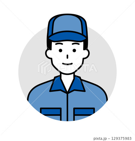 つなぎ作業服の男性のアイコン（ノーマル） 129375983