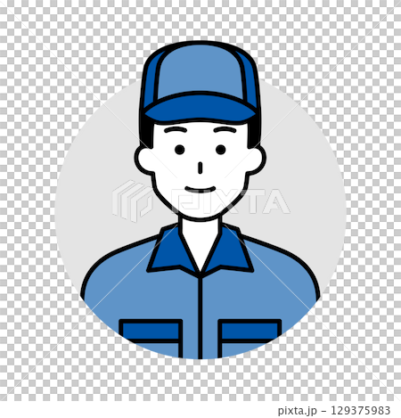 つなぎ作業服の男性のアイコン（ノーマル） 129375983