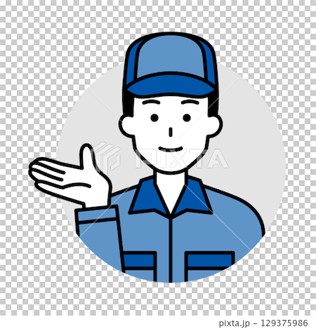 Icon of a man in overalls (guide) 129375986