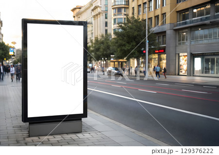 Blank Street Billboard Mockup on City Sidewalk 129376222