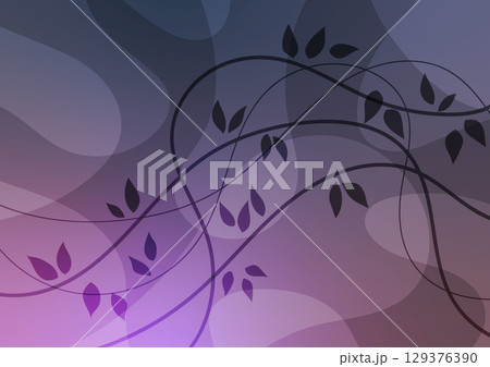 Black leaf curve line art abstract background  129376390
