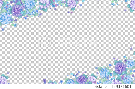 カラフルな紫陽花のイラストフレーム カラフルな紫陽花のイラストフレーム 129376601