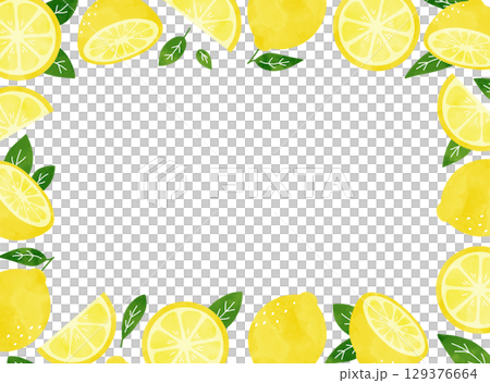 用水彩畫的檸檬和樹葉的清爽夏日框架插圖 用水彩畫的檸檬和樹葉的清爽夏日框架插圖 129376664