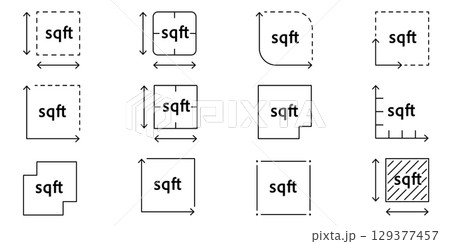 FT2 symbol icon for square feet area. High quality outline vector representing real estate, building floor, or room dimension in square feet FT2 symbol icon for square feet area. High quality outline vector representing real estate, building floor, or room dimension in square feet 129377457