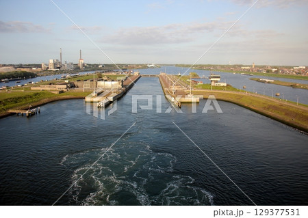 Locks in Kronstadt on the Neva River. Locks in Kronstadt on the Neva River. 129377531