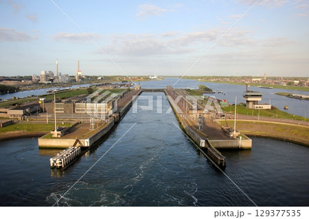 Locks in Kronstadt on the Neva River. Locks in Kronstadt on the Neva River. 129377535