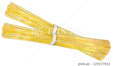 水彩イラスト 乾麺のパスタ 水彩イラスト 乾麺のパスタ 129377642