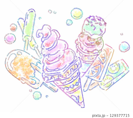 ファンタジックな沢山のアイスたち 129377715